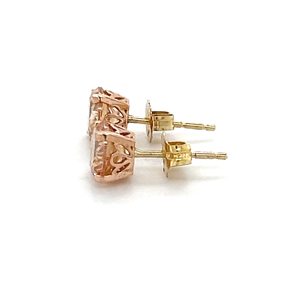 14K Yellow Gold CZ Stud Earrings; 1.1g