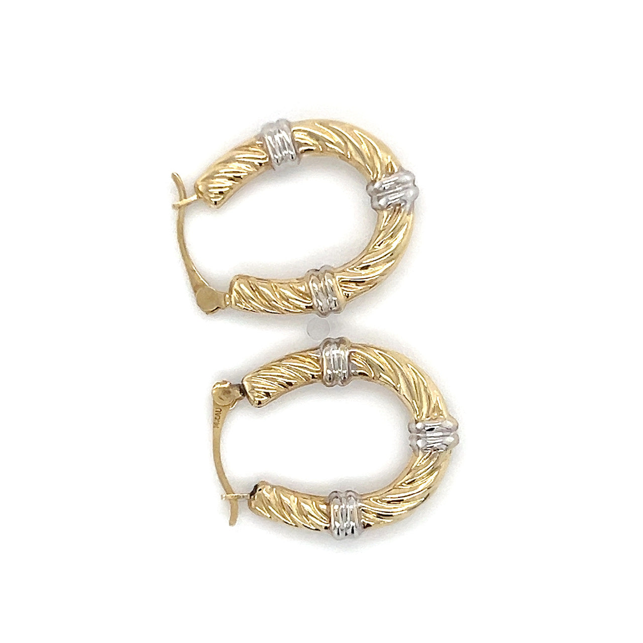 14K Two-Tone Gold Hoop Earrings; 0.7DWT; 1.1g