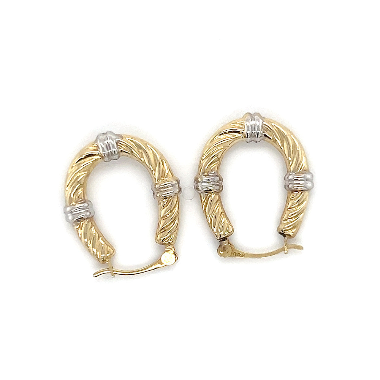 14K Two-Tone Gold Hoop Earrings; 0.7DWT; 1.1g