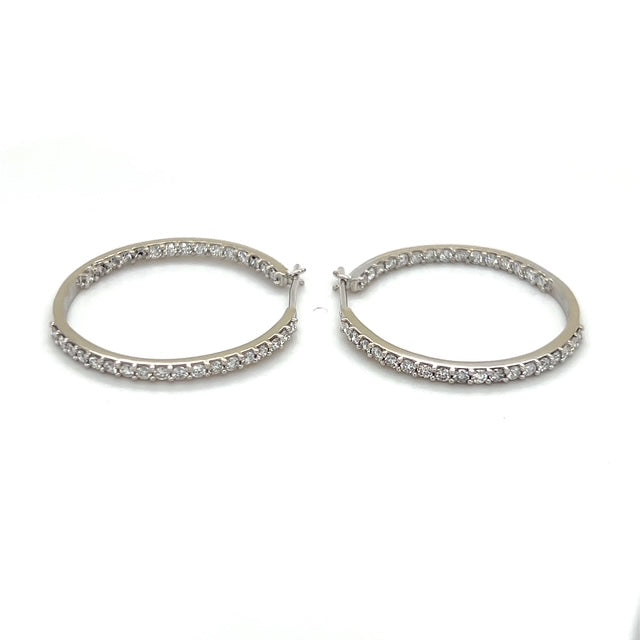 14K White Gold Diamond Hoop Earrings; 0.50CTW; 7g