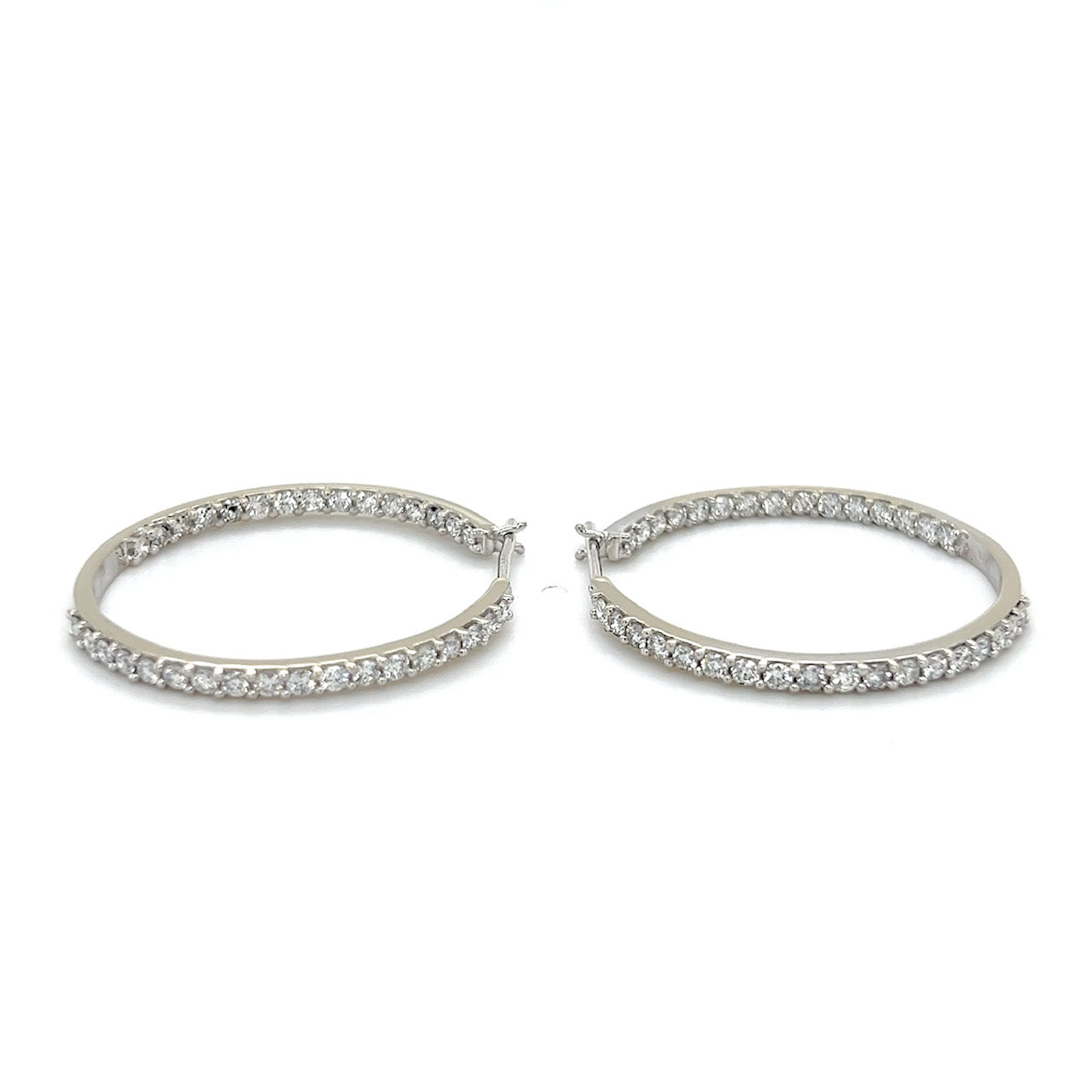 14K White Gold Diamond Hoop Earrings; 0.50CTW; 7g