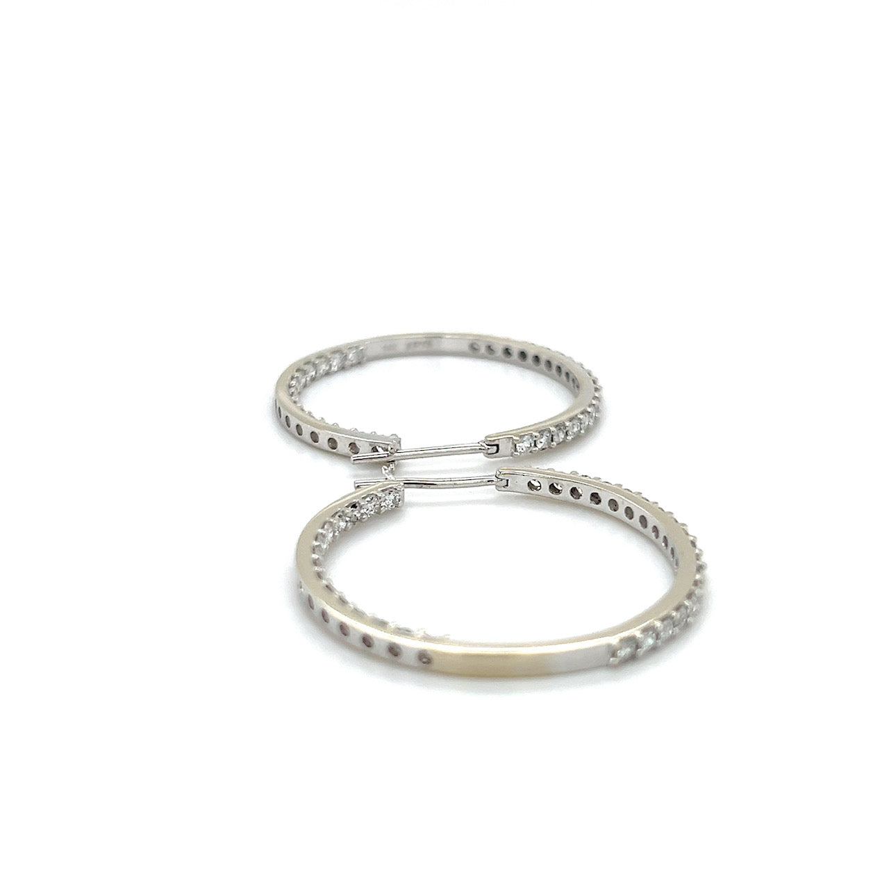 14K White Gold Diamond Hoop Earrings; 0.50CTW; 7g