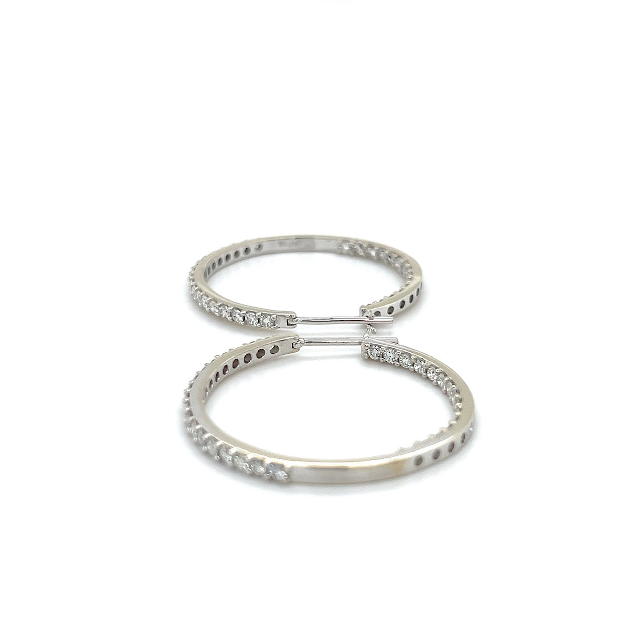 14K White Gold Diamond Hoop Earrings; 0.50CTW; 7g