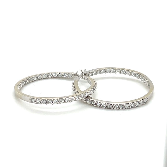14K White Gold Diamond Hoop Earrings; 0.50CTW; 7g