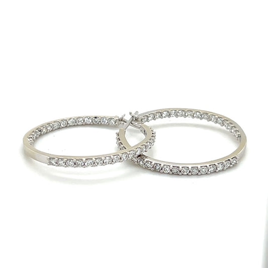 14K White Gold Diamond Hoop Earrings; 0.50CTW; 7g