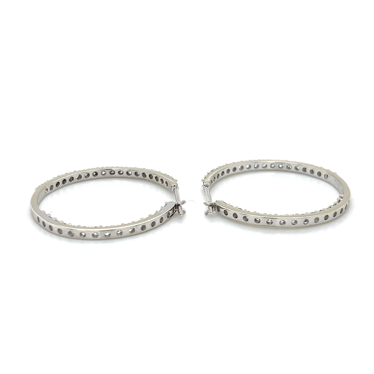 14K White Gold Diamond Hoop Earrings; 0.50CTW; 7g