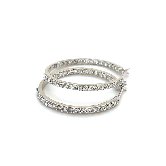 14K White Gold Diamond Hoop Earrings; 0.50CTW; 7g