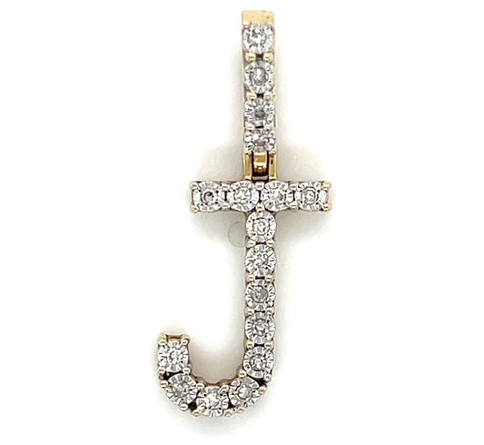 10K Yellow Gold Diamond "J" Pendant; 0.10CTW; 1.8g;