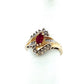 10K Yellow Gold Synthetic Ruby & CZ Lady's Accent Ring; 3.4g; Size 7