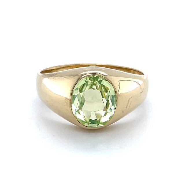 10K Yellow Gold Green Spinel Gentleman's Ring; 5.4g; Size 9.75