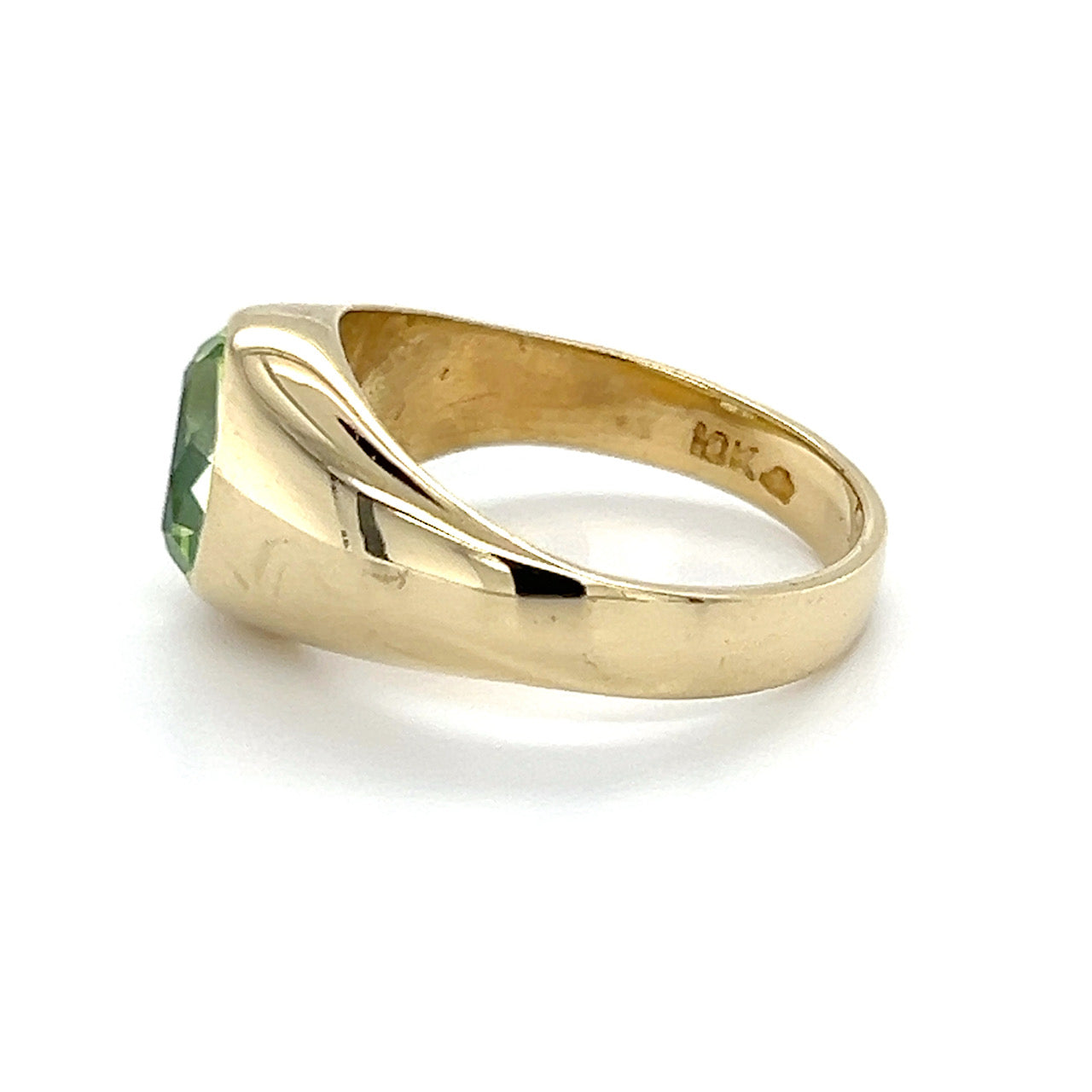 10K Yellow Gold Green Spinel Gentleman's Ring; 5.4g; Size 9.75