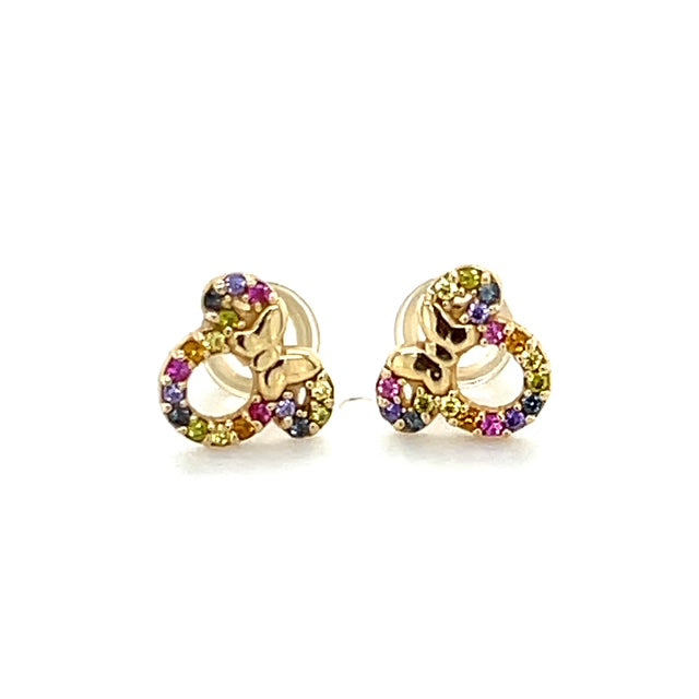 14K Yellow Gold Mickey Mouse Stud Earrings; 0.4g