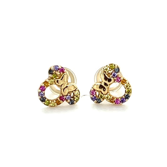 14K Yellow Gold Mickey Mouse Stud Earrings; 0.4g