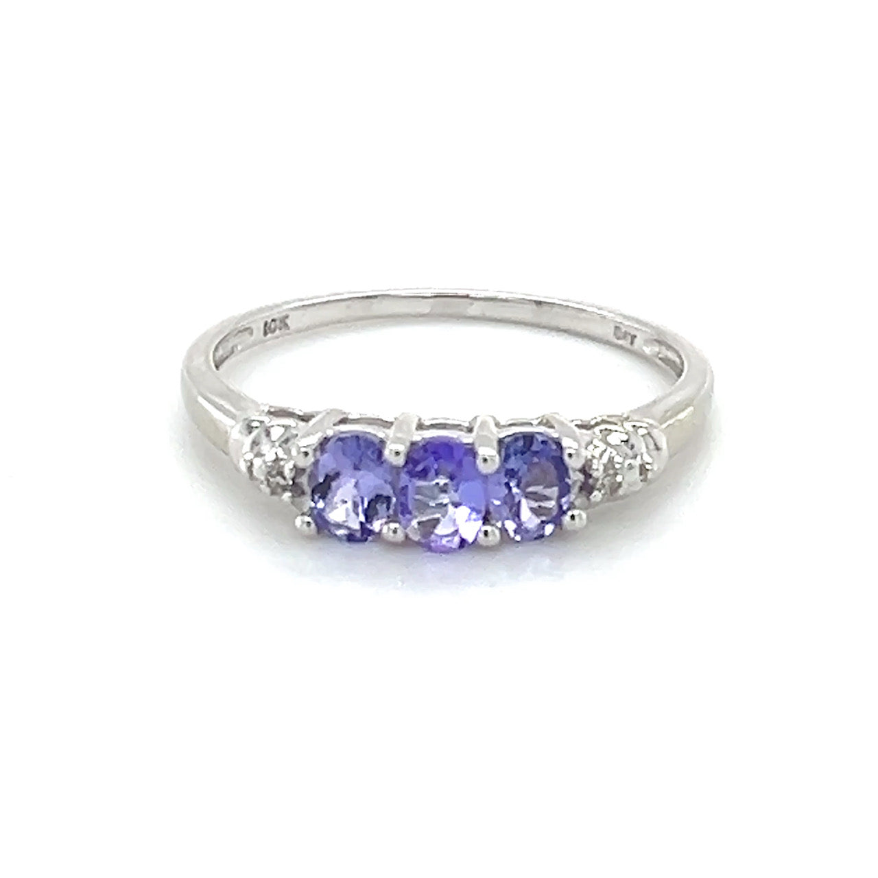 10K White Gold Amethyst Lady's Ring; 1.4g; Size 7