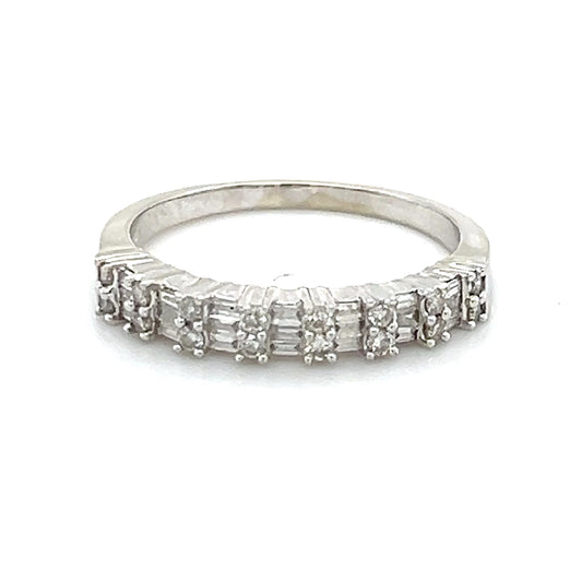 14K White Gold Diamond Lady's Wedding Band; 0.20 CTW; 2.4g; Size 7