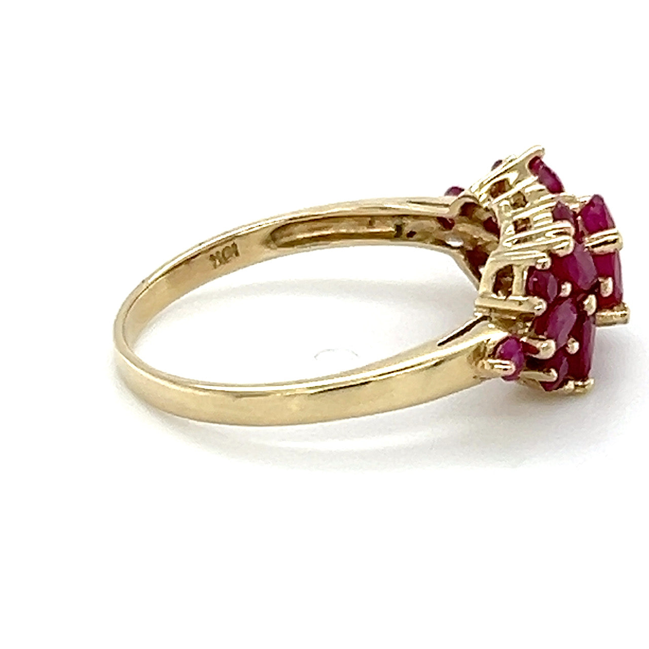 10K Yellow Gold Synthetic Ruby Lady's Ring; 2.3g; Size 7