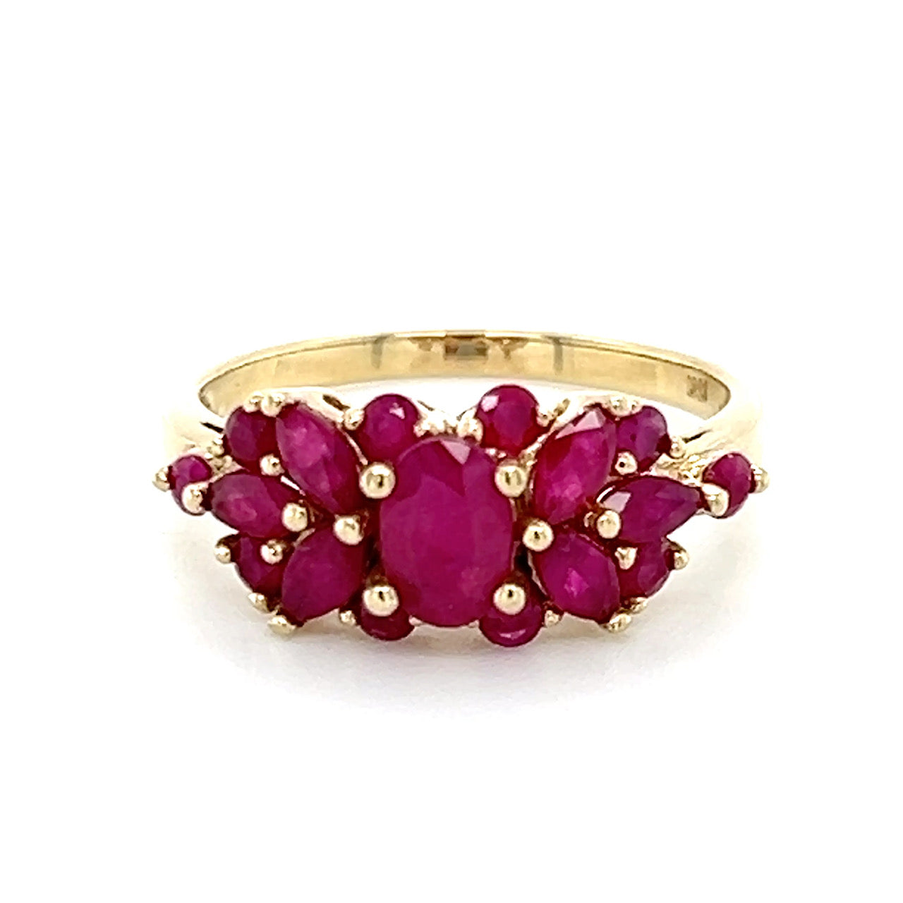 10K Yellow Gold Synthetic Ruby Lady's Ring; 2.3g; Size 7