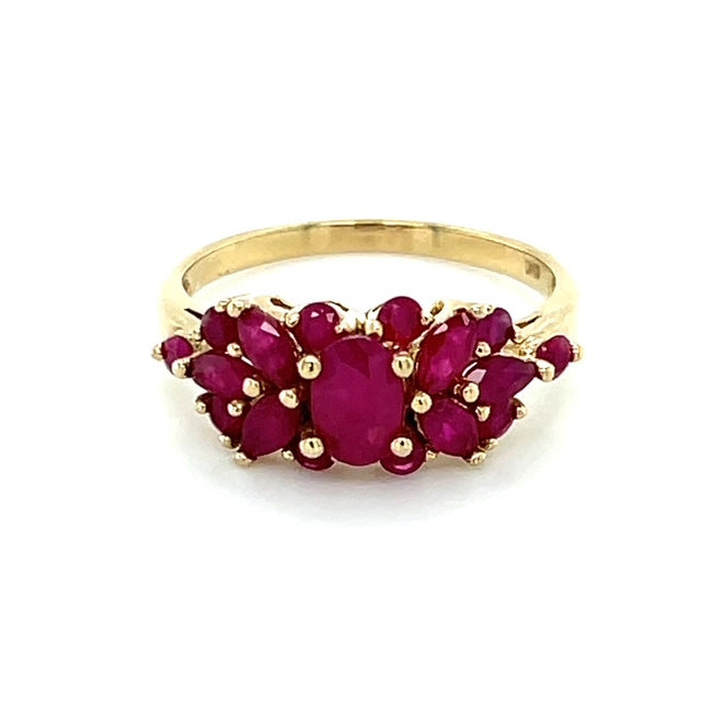 10K Yellow Gold Synthetic Ruby Lady's Ring; 2.3g; Size 7