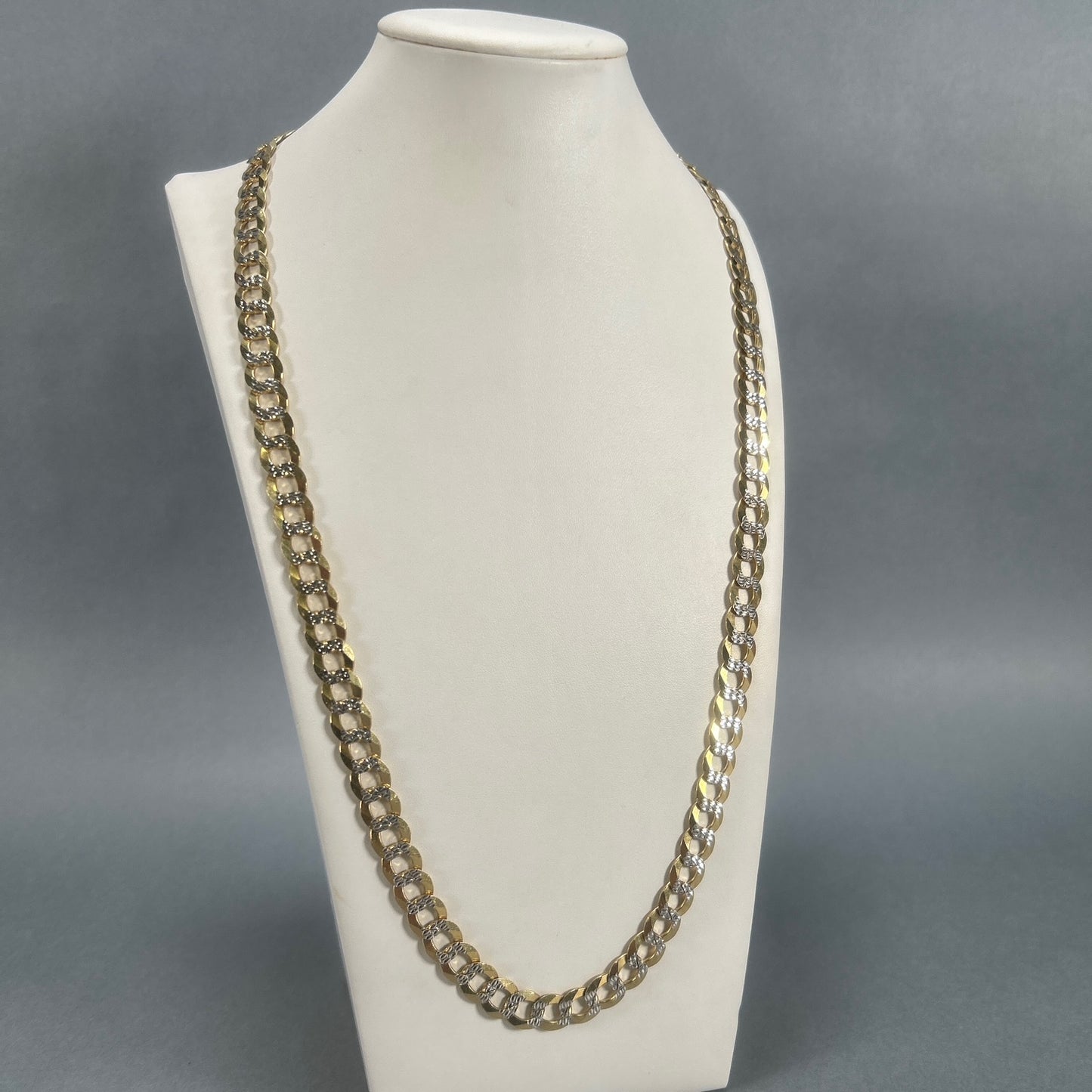 10K Two-Tone Gold 30" Curb Chain; 81g
