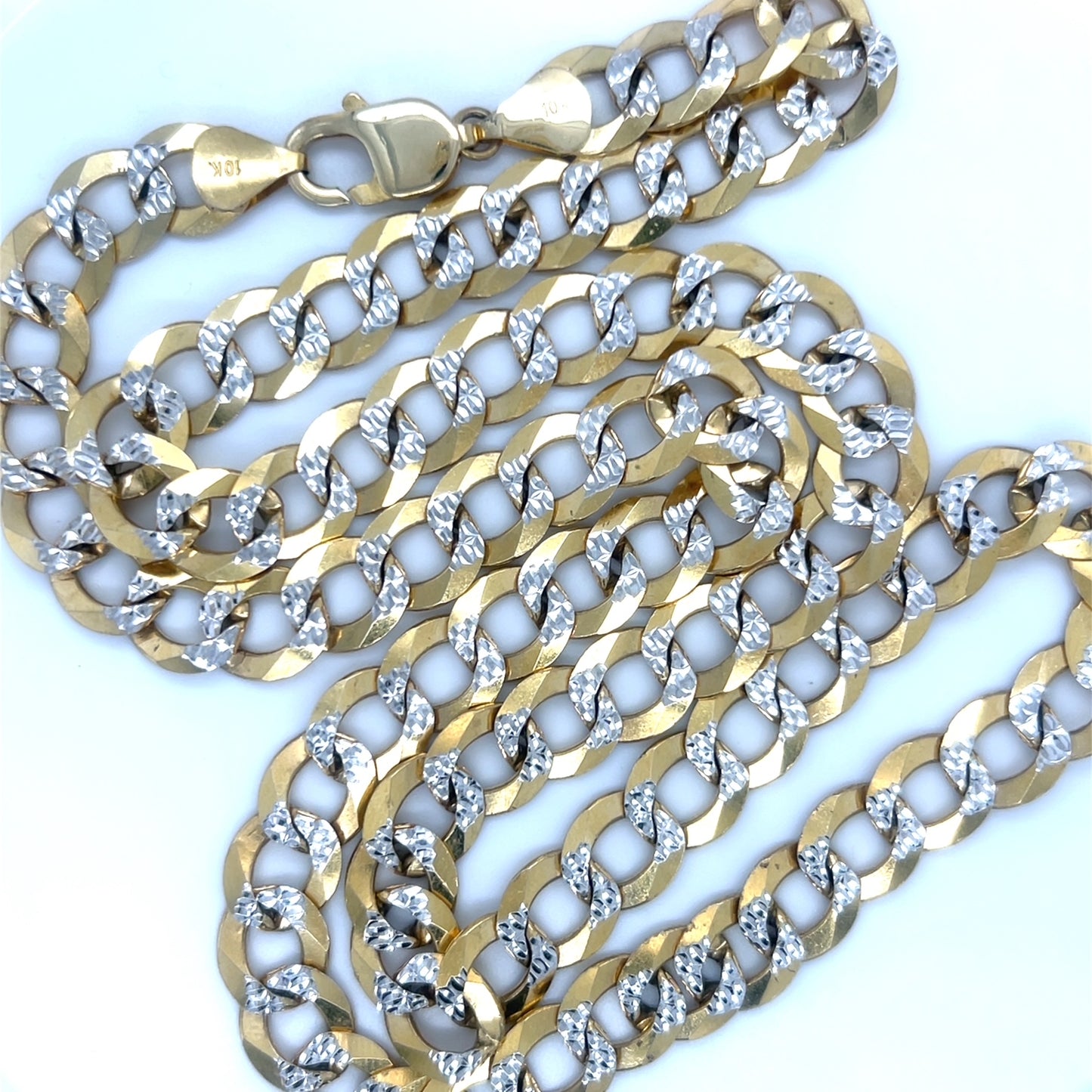 10K Two-Tone Gold 30" Curb Chain; 81g