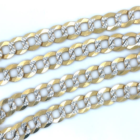 10K Two-Tone Gold 30" Curb Chain; 81g