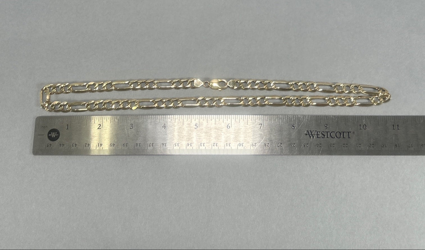 10K Yellow Gold 22" Figaro Chain; 24.9g