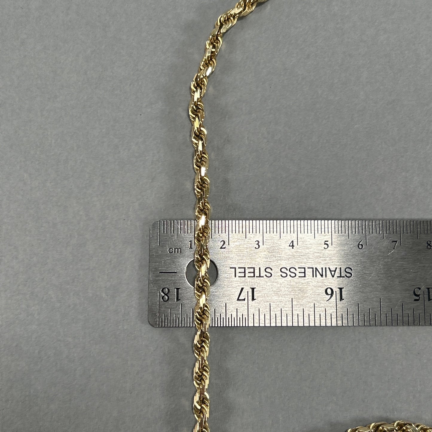 10K Yellow Gold 22.5" Rope Chain; 39g