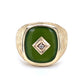 10K Yellow Gold Vintage Gentleman's Green Stone & Diamond Accent Ring; 7.6g; Size 10.25