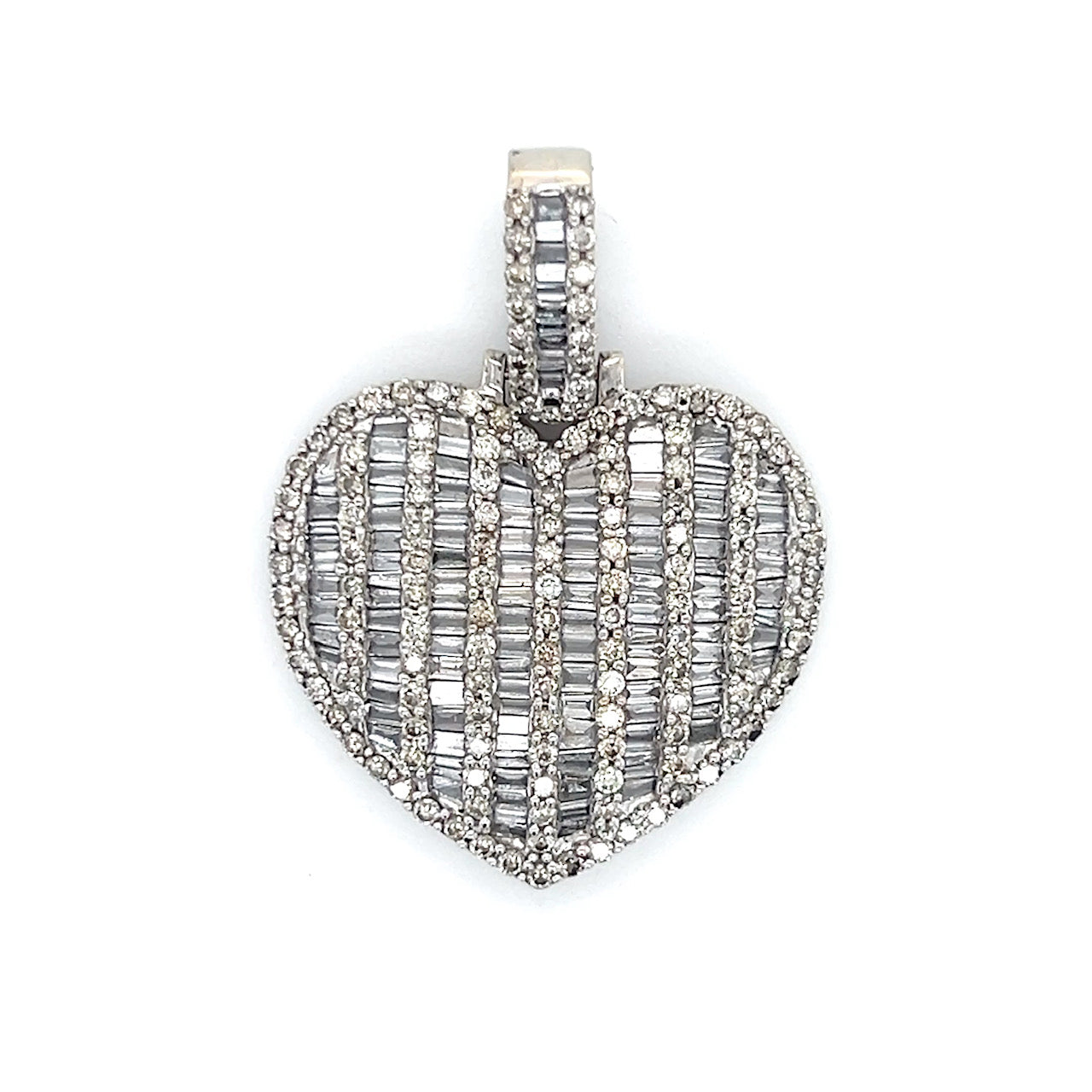 10K White Gold Diamond Heart Pendant; 1.5CTW; 9.3g