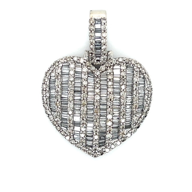 10K White Gold Diamond Heart Pendant; 1.5CTW; 9.3g