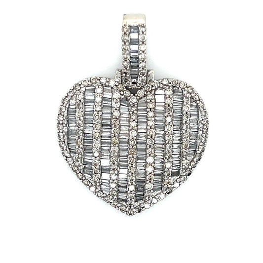 10K White Gold Diamond Heart Pendant; 1.5CTW; 9.3g