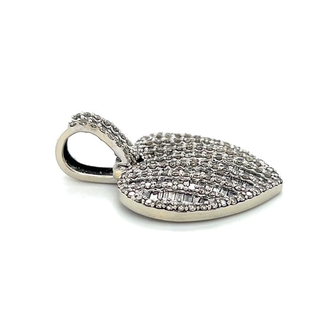 10K White Gold Diamond Heart Pendant; 1.5CTW; 9.3g