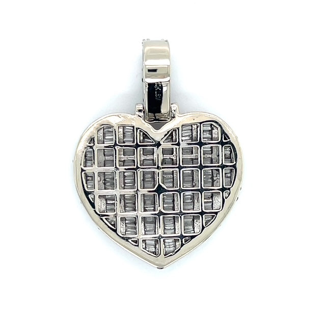 10K White Gold Diamond Heart Pendant; 1.5CTW; 9.3g