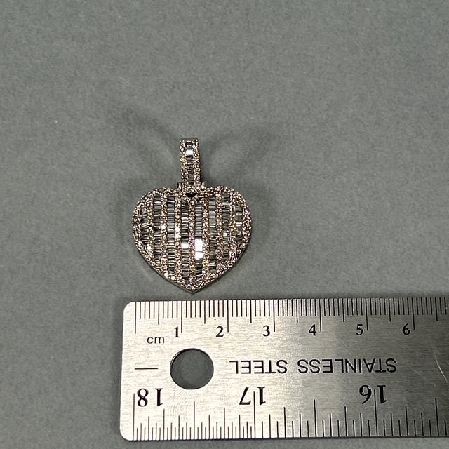 10K White Gold Diamond Heart Pendant; 1.5CTW; 9.3g