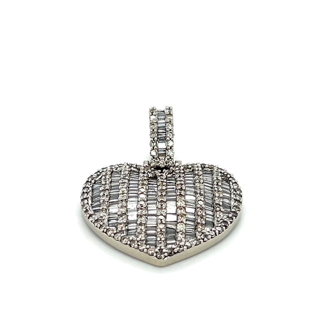 10K White Gold Diamond Heart Pendant; 1.5CTW; 9.3g