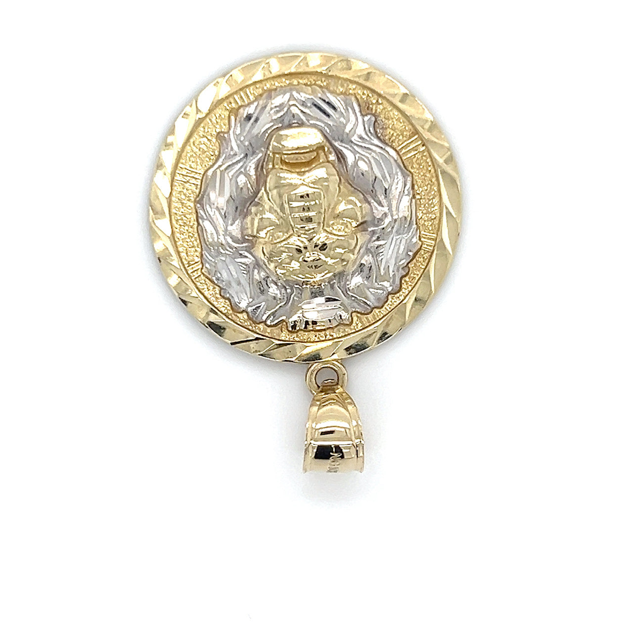 10K Two-Tone Gold Lion Pendant; 3.7g