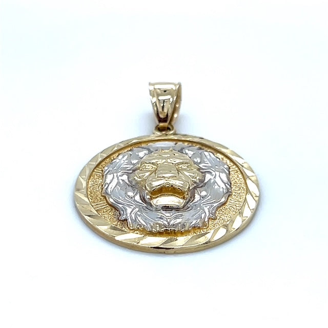 10K Two-Tone Gold Lion Pendant; 3.7g