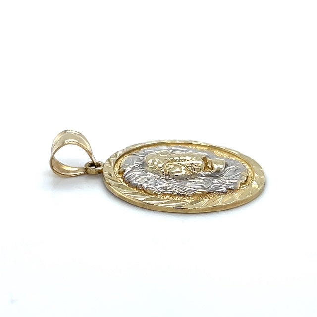 10K Two-Tone Gold Lion Pendant; 3.7g