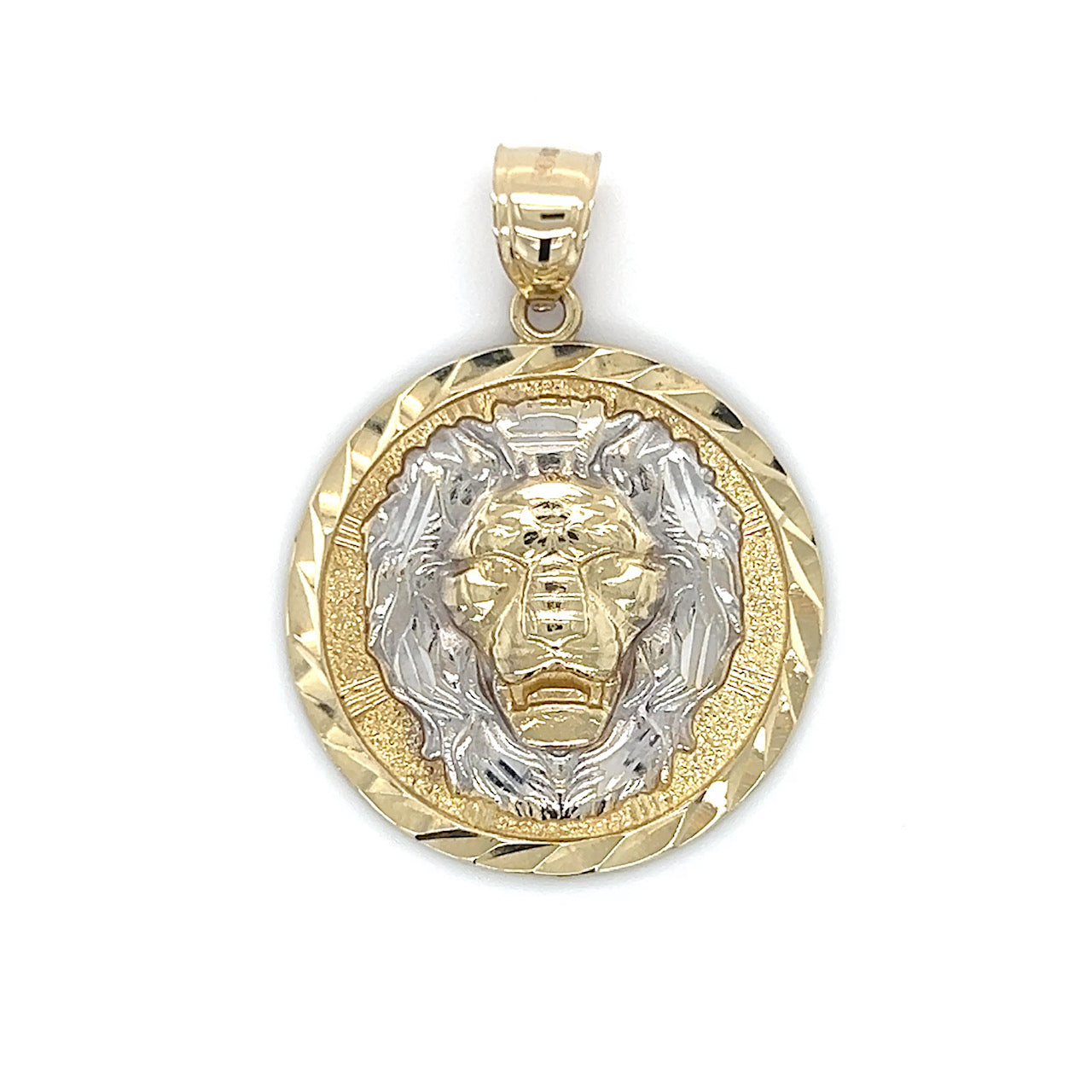 10K Two-Tone Gold Lion Pendant; 3.7g