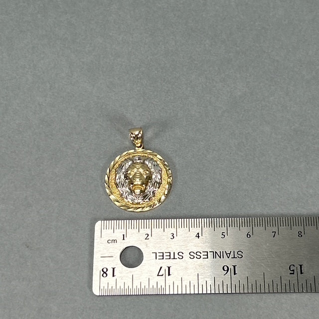 10K Two-Tone Gold Lion Pendant; 3.7g