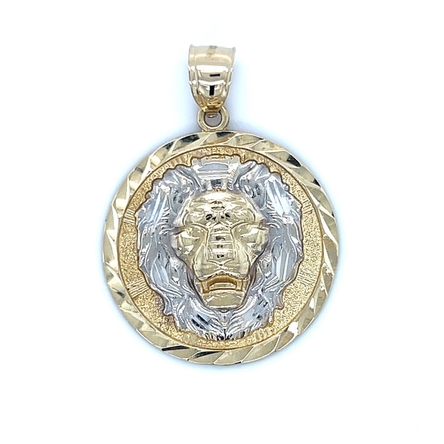 10K Two-Tone Gold Lion Pendant; 3.7g
