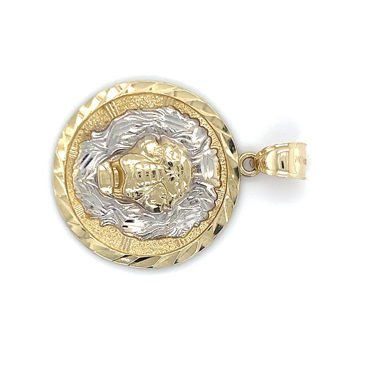 10K Two-Tone Gold Lion Pendant; 3.7g