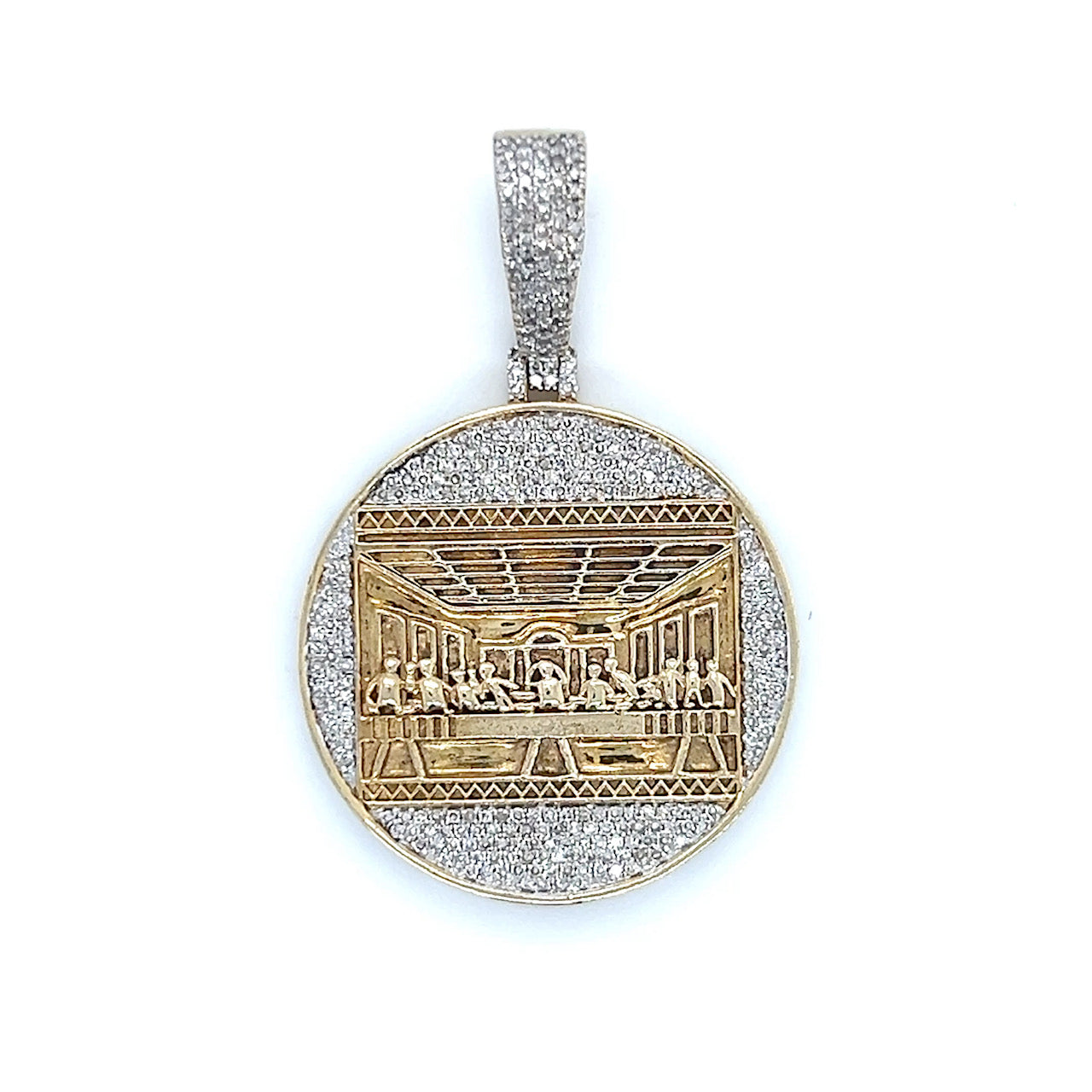 10K Two-Tone Gold Diamond "Last Supper" Pendant; 0.40CTW; 6.1g