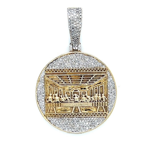 10K Two-Tone Gold Diamond "Last Supper" Pendant; 0.40CTW; 6.1g