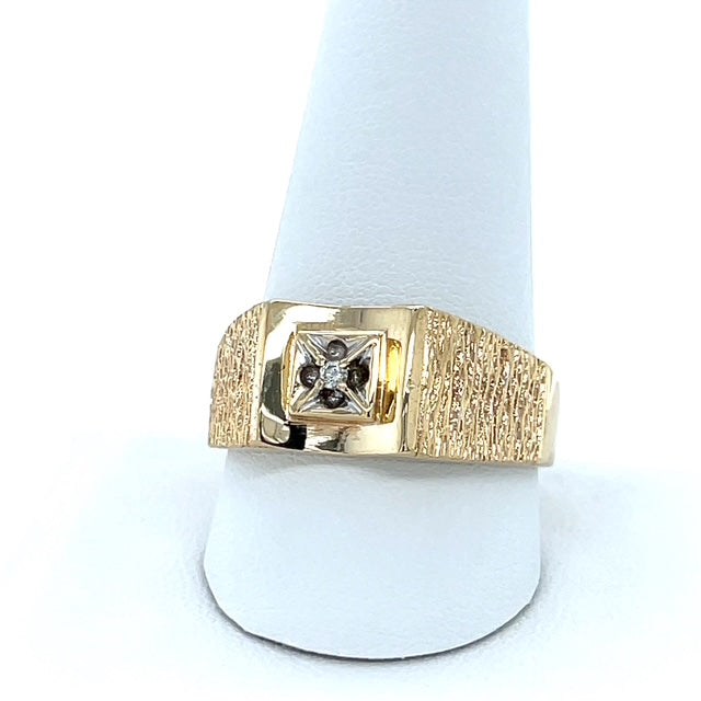 10K Yellow Gold Diamond Gentleman's Fashion Ring; 0.01CTW; 5.9g; Size 11.5