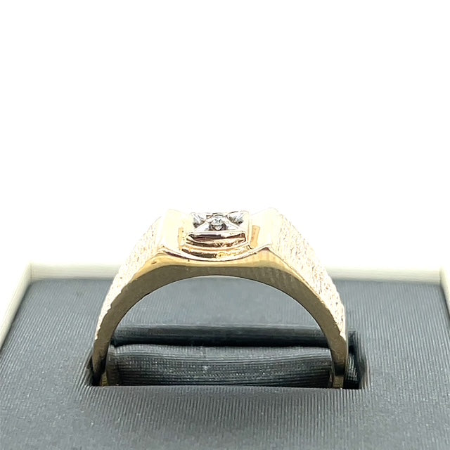 10K Yellow Gold Diamond Gentleman's Fashion Ring; 0.01CTW; 5.9g; Size 11.5