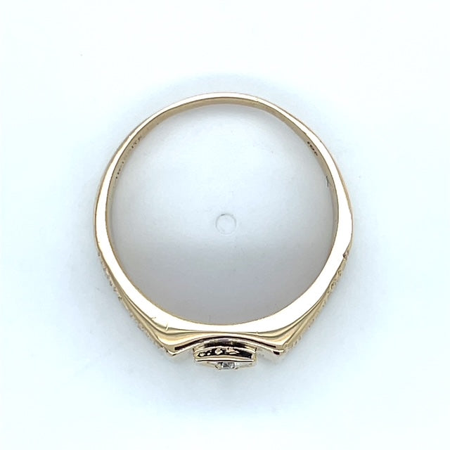 10K Yellow Gold Diamond Gentleman's Fashion Ring; 0.01CTW; 5.9g; Size 11.5