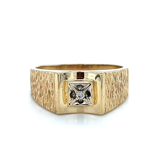 10K Yellow Gold Diamond Gentleman's Fashion Ring; 0.01CTW; 5.9g; Size 11.5
