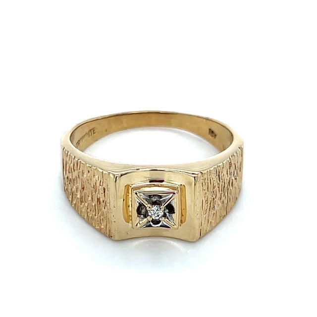 10K Yellow Gold Diamond Gentleman's Fashion Ring; 0.01CTW; 5.9g; Size 11.5