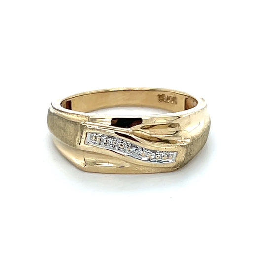 10K Yellow Gold Diamond Gentleman's Ring; 3.4g; Size 10.5